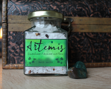 Load image into Gallery viewer, A jar of Artemis, sandalwood, cedarwood and cloves bath salts.

