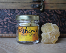 Load image into Gallery viewer, A small jar of Athena, white musk and yellow rose, bath salts.
