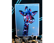 Load image into Gallery viewer, A print copy of the acrylic giraffe&#39;s neck and head painting.
