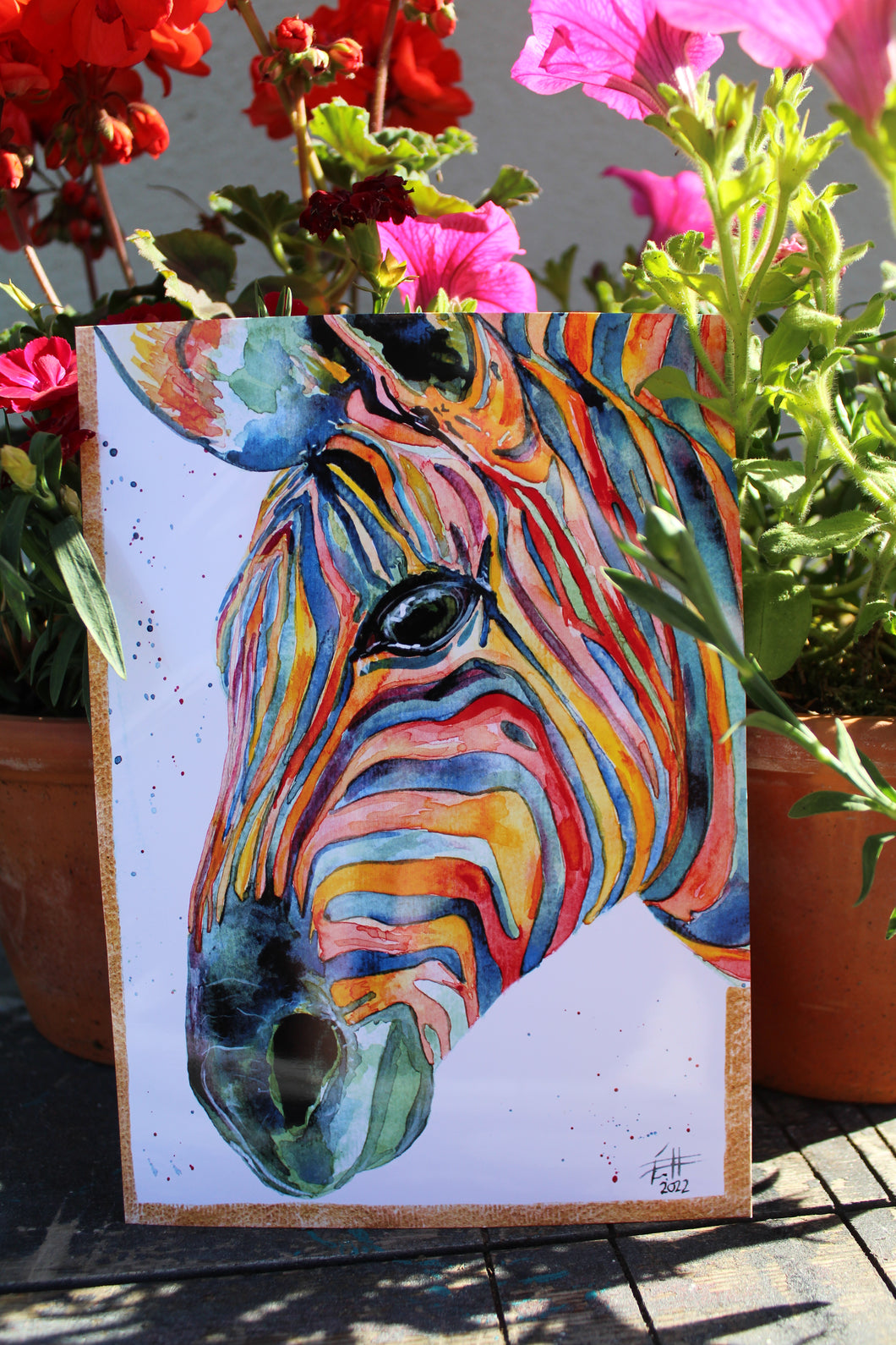 Multicolour Watercolour Zebra Print