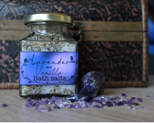Load image into Gallery viewer, A jar of Lavender and Vanilla bath salts.
