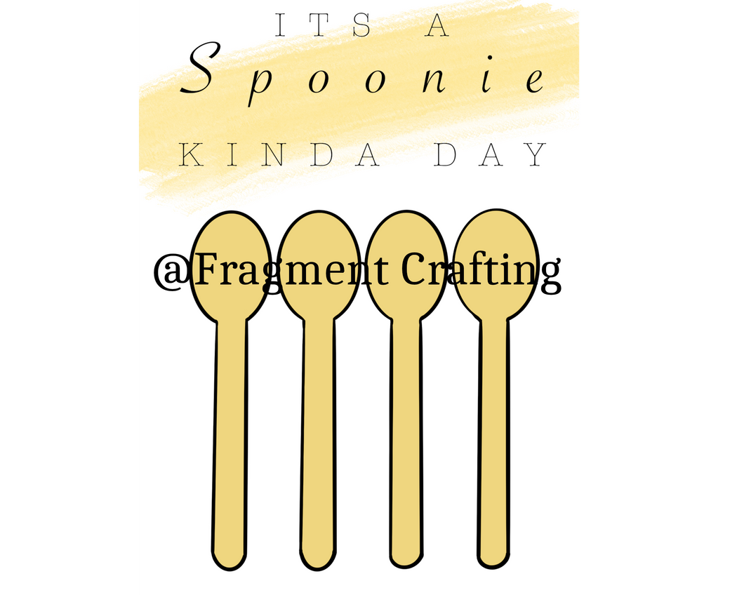 A print of digital artwork of 4 spoons with the title It's a spoonie kinda day.